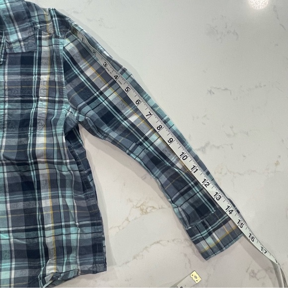Boys Blue Plaid Button Down Shirt - Jumping Beans - Size 5 - Picture 7 of 7